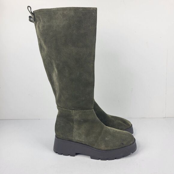 Vince Camuto Nettrio Green Suede Lug Sole Tall Boot Size 9M - Picture 7 of 16